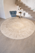URBINO 98 Round Beige Medallion Carpet for Living Room
