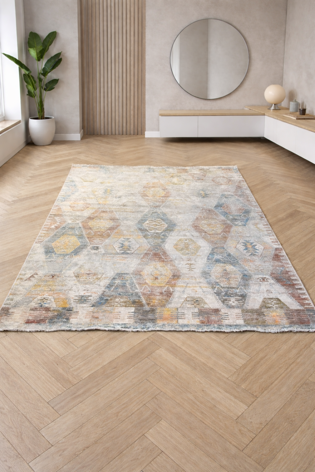 Valeria 400 “Nomad Mosaic” Vintage Geometric Carpet – Multicolor Tribal Style Rug