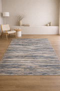 Harir Zumrut “Golden Mirage” Luxurious Art Silk Carpet – Elegant Grey & Blue Tones