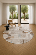 Efes 15 Beige Geometric Round Carpet – Stylish & Practical for Modern Interiors