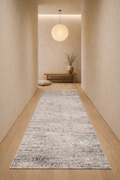 Efes 93 Grey & White Contemporary Runner Rug – Soft Neutral Hallway Carpet