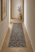 Pearl Topographic Flow Luxury Contemporary Taupe Hallway Runner Rug