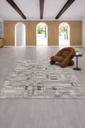 Tapis de salon géométrique crème et marron foncé Lagos 182B SH