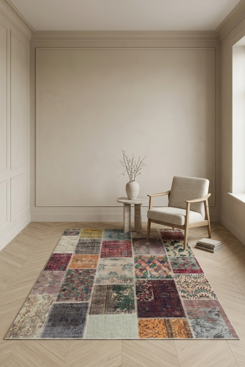 Mosaic Heritage Patchwork Carpet – Spill-Proof & Machine Washable Vintage Multicolor Rug