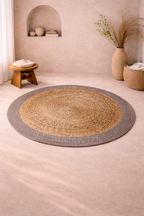 Jute 18367 Natural Round Carpet – Handmade Braided Jute Area Rug for Living Room & Entryway