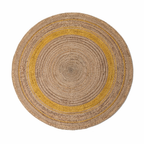 Jute 18416 Natural Yellow Round Carpet – Handmade Jute Area Rug with Warm Mustard Accents for Living Room & Entryway