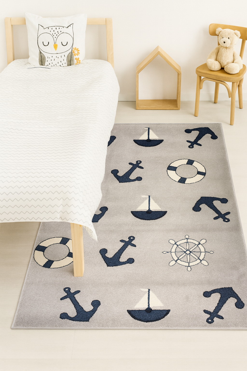 Kids Collection “Sail Away” Carpet – Nautical Fun in Soft Blue Tones