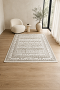 Silk “Heritage Weave” Vintage Carpet – Beige & Gold Tribal Pattern Rug