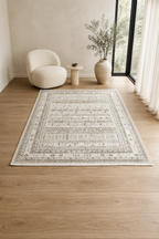 Silk “Heritage Weave” Vintage Carpet – Beige & Gold Tribal Pattern Rug