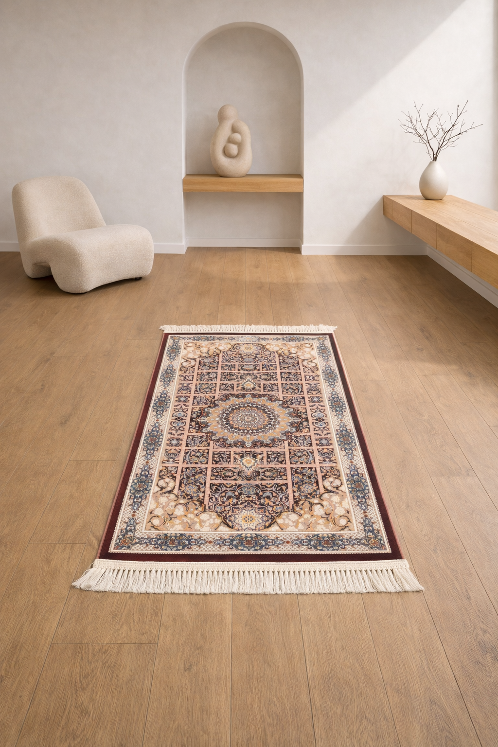 Mashhad “Royal Grid” Carpet – Classic Persian Medallion Rug for Living Room & Majlis