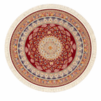 Isfahan Grand Palace Round Carpet – Red Medallion Masterpiece