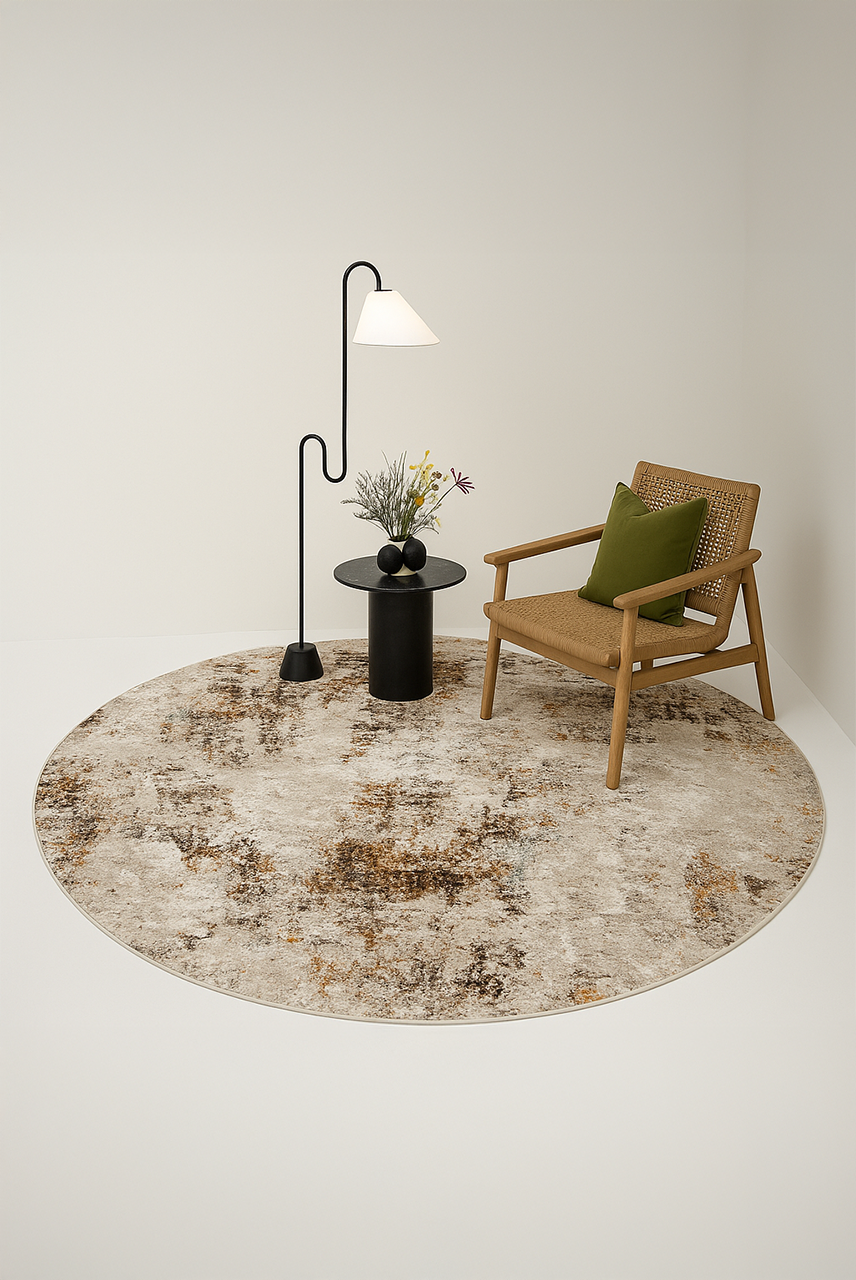 Efes 68 Beige Contemporary Round Carpet – Elegant Design for Every Room