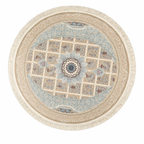 Isfahan Round Persian Carpet – Light Blue & Beige Medallion Design