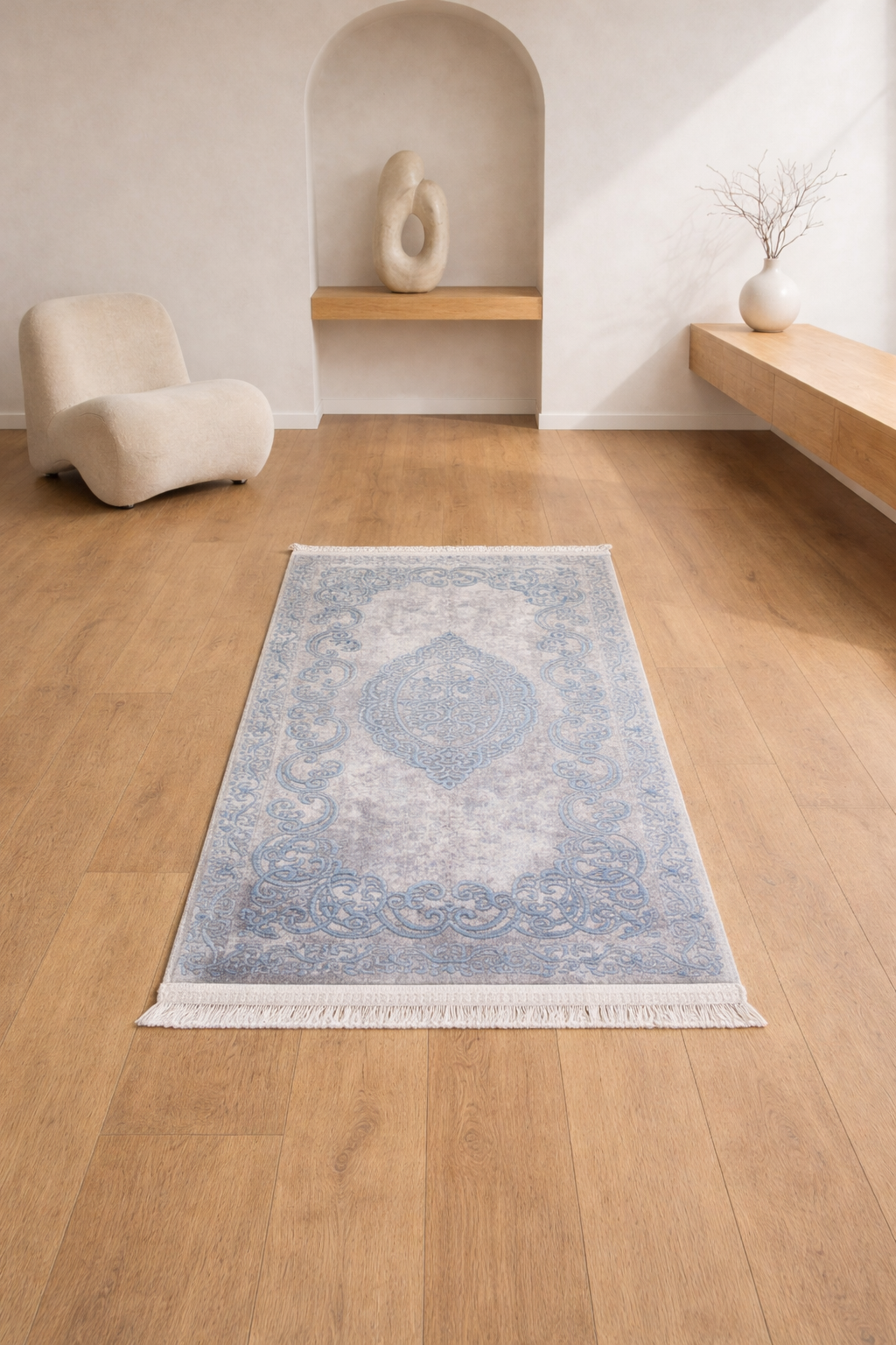 Florance “Royal Emblem” Classic Elegant Carpet – Timeless Beauty in Grey & Blue