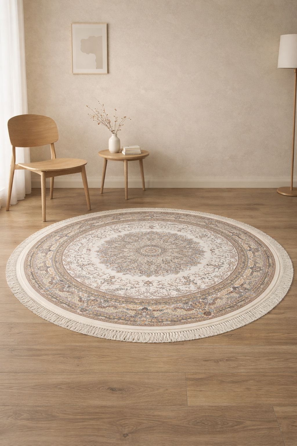 Tapis classique Mashhad « Sahara Mist » – Beige élégant et style intemporel