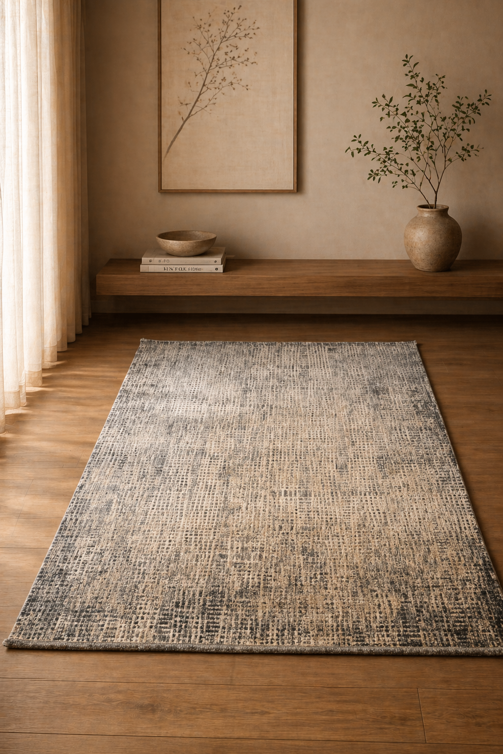 Savoy 26 “Blue Horizon” Modern Textured Rug – Beige & Blue Contemporary Area Carpet