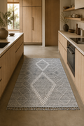 Joya Silver Nomad Diamond Weave Area Rug – Modern Moroccan Berber Geometric Flatweave Carpet in Silver Grey, Ivory & Soft Charcoal