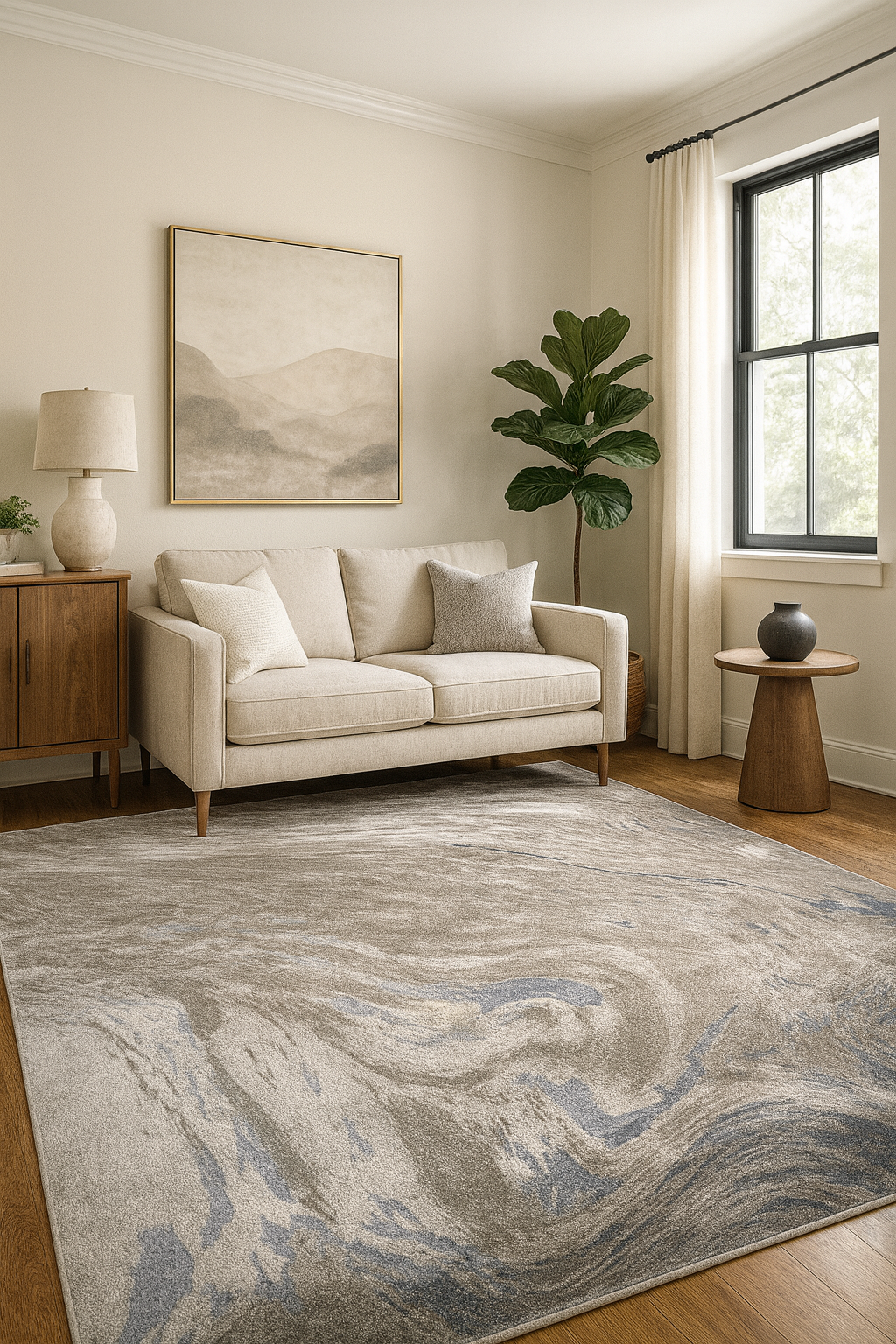 Palma Waves Grey-Purple Modern Carpet – Elegant Flow with a Contemporary Edge