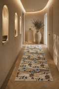 Shakespeare “Blue Blossom Garden” Floral Rug – Beige & Blue Classic Botanical Area Carpet