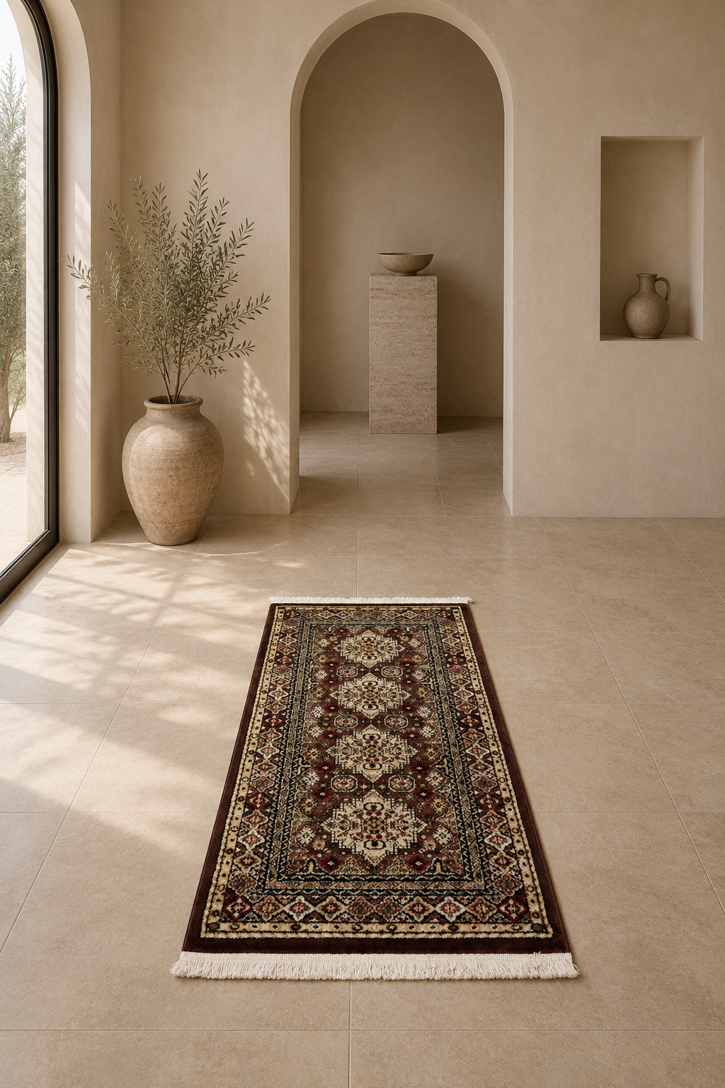 Oriental “Royal Medallion Classic” Traditional Persian Rug – Brown & Ivory Oriental Carpet