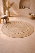 Jute 17080 Natural Handwoven Round Carpet – Eco-Friendly Braided Jute Rug for Living Room & Entryway