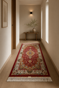 Abrashim Sultan Medallion Runner Carpet – Red Classic Oriental Hallway Rug