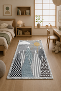 Dali PlayGrid Kids Carpet – Grey Geometric Pattern Rug for Kids Room & Playroom