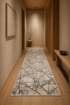 Urbino 607 “Graphite Nexus” Modern Abstract Rug – Grey Geometric Contemporary Area Carpet