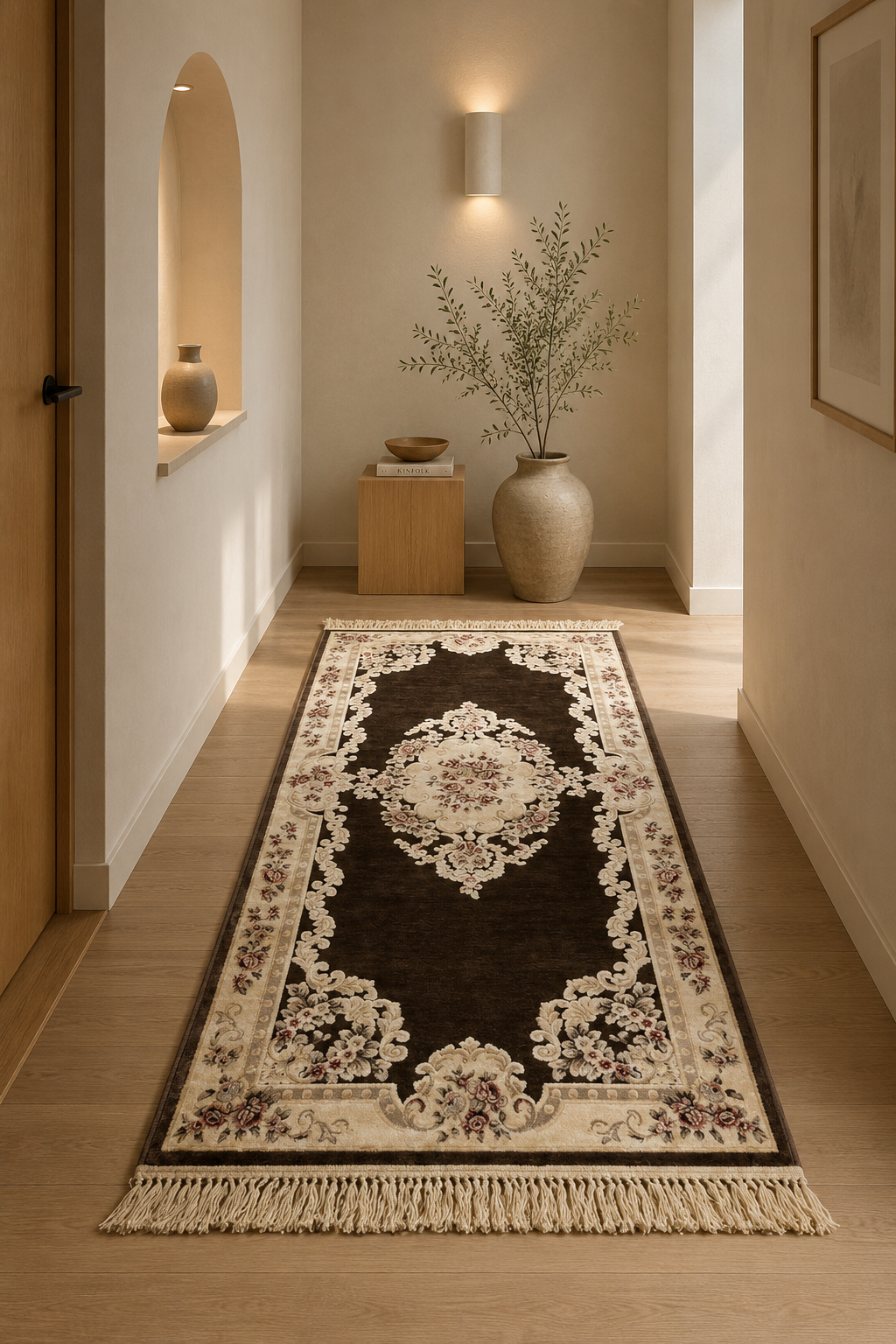 Tiffany Heritage Classic Runner Carpet – Brown Elegant Hallway & Corridor Rug
