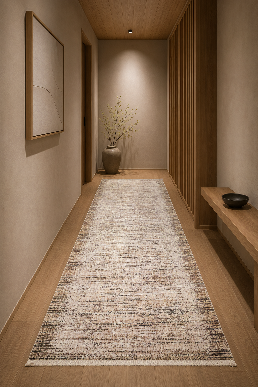 Savoy “Desert Linen” Modern Neutral Runner Rug – Beige Contemporary Corridor Carpet
