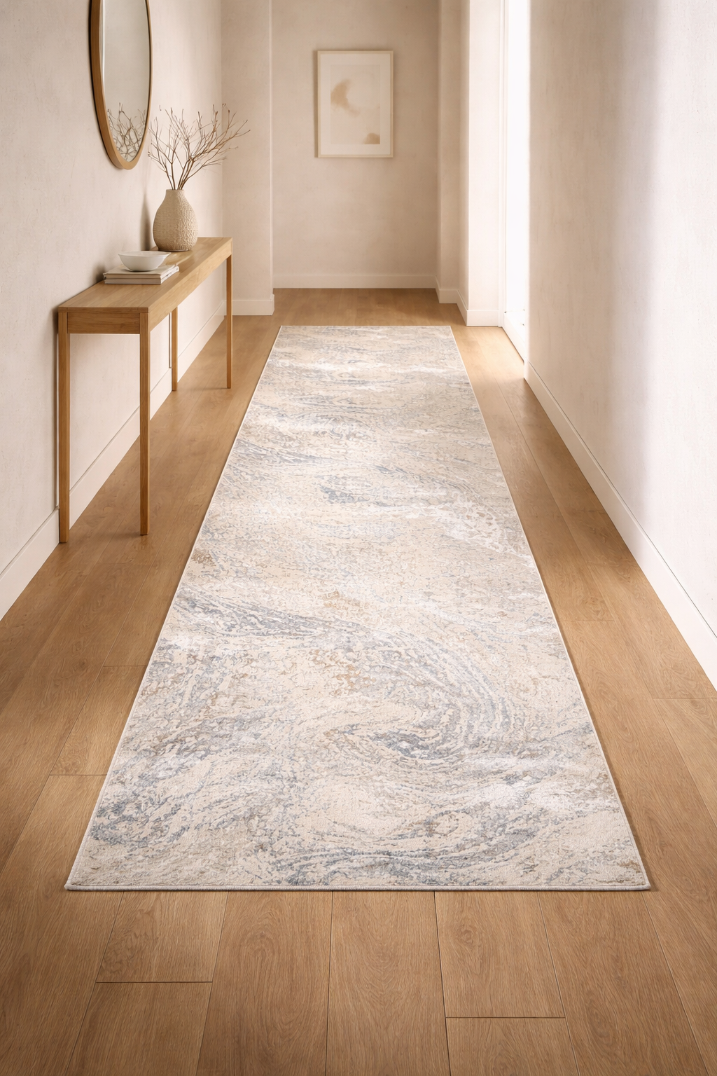 Palma “Ocean Marble” Modern Abstract Rug – Beige & Blue Contemporary Area Carpet