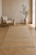 Jute Horizon Minimalist Fringe Rug – IC-15217 | Handwoven Natural Simplicity