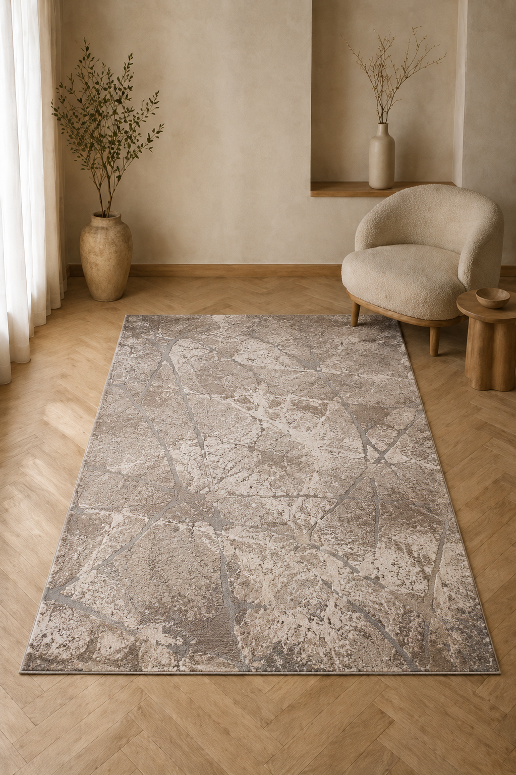 Moroco Marble Greige Modern Carpet – Contemporary Elegance with a Subtle Vintage Flair