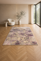 Torino “Lavender Mosaic” Modern Abstract Rug – Greige & Purple Contemporary Carpet