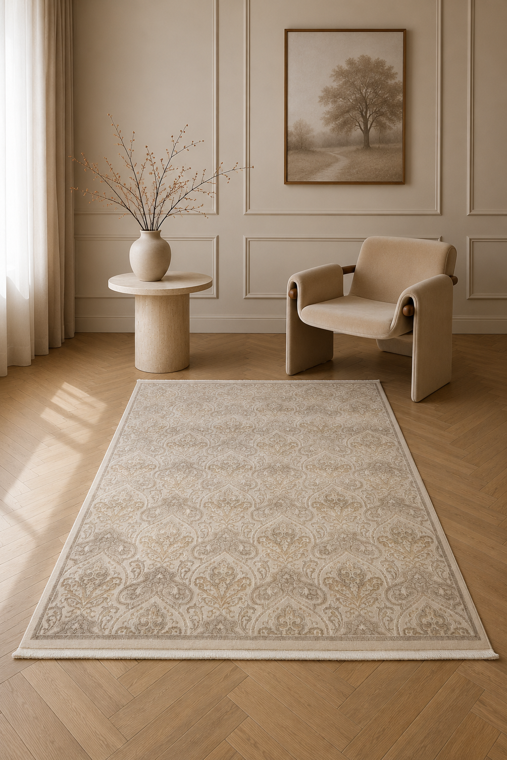 Vienna – Timeless Elegance in Beige Geometric Design
