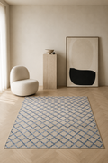 Arus – Blue Elegance on Greige Canvas