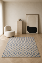 Arus – Blue Elegance on Greige Canvas