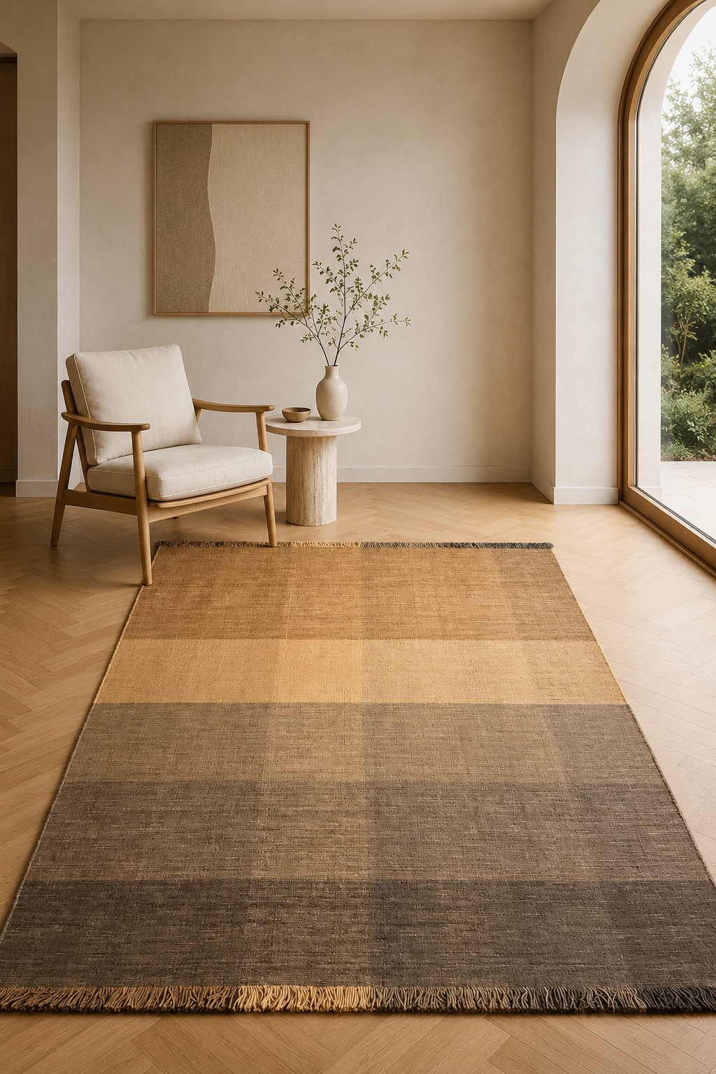 Woolen “Earth Fade” Wool Carpet – Warm Neutral Handwoven Design