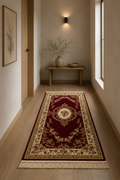 Comtesse Versailles Medallion Runner Carpet – Red Classic Elegant Hallway Rug