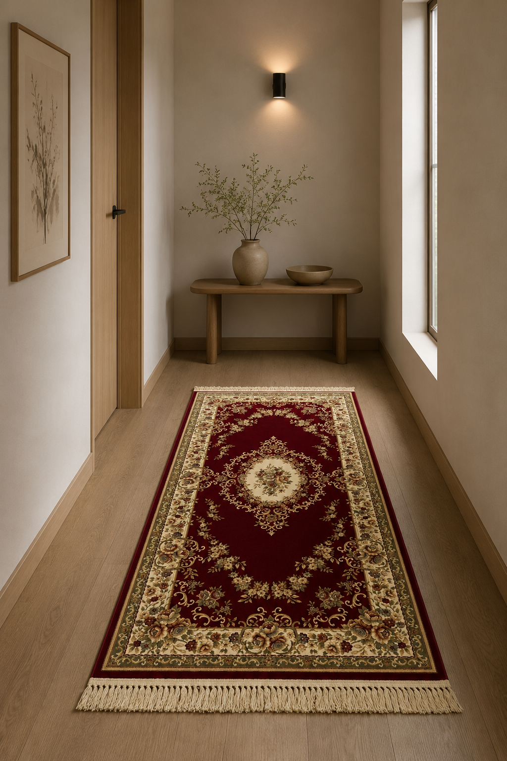 Comtesse Versailles Medallion Runner Carpet – Red Classic Elegant Hallway Rug
