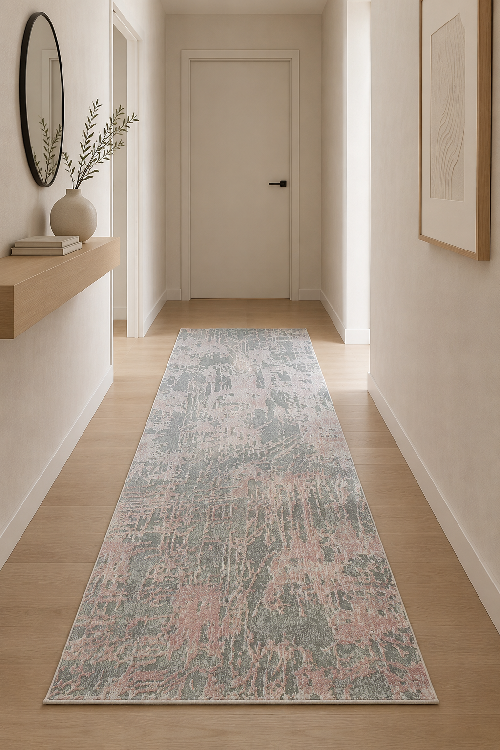 Astana Imperial Rose Quartz Modern Abstract Area Rug – Dusty Pink, Silver Sage & Cream Luxury Carpet Collection