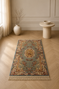 Prada Royal Azure Floral Medallion Traditional Area Rug