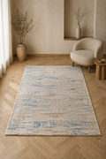 Odessa “Azure Drift” Modern Abstract Rug – Blue & Beige Contemporary Area Carpet