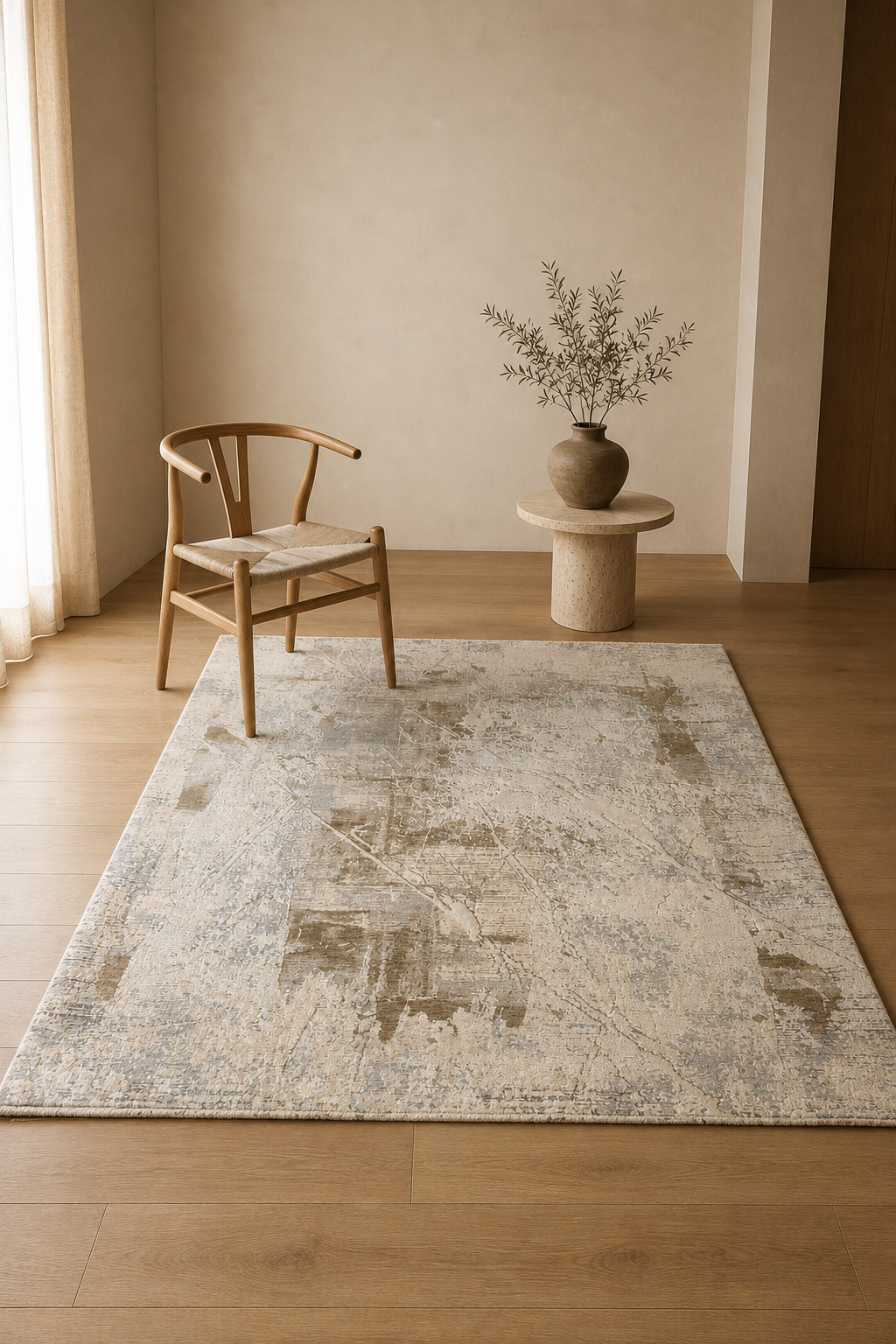 Fresco 33 Ivory & Beige Abstract Geometric Carpet – Modern Luxury Rug for Living Room & Bedroom