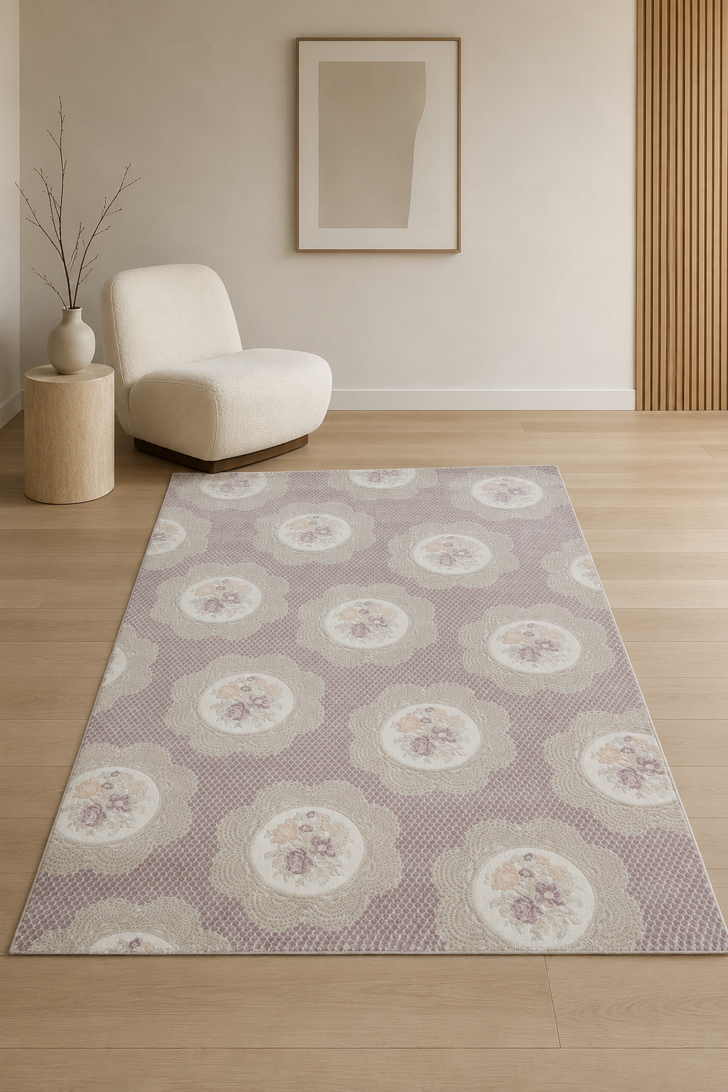 Shakespeare Victorian Blush Rose Medallion Luxury Area Rug – Dusty Pink, Ivory & Soft Beige Elegant Classic Living Room Carpet