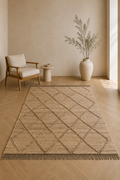 Desert Lattice Jute Cotton Rug – IC-18408 | Handwoven Organic Charm