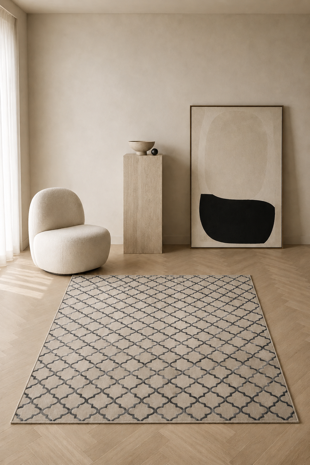 Arus – Élégance violette sur toile grège