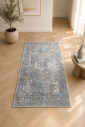 Porto “Azure Vintage Mist” Modern Distressed Rug – Blue & Grey Contemporary Area Carpet