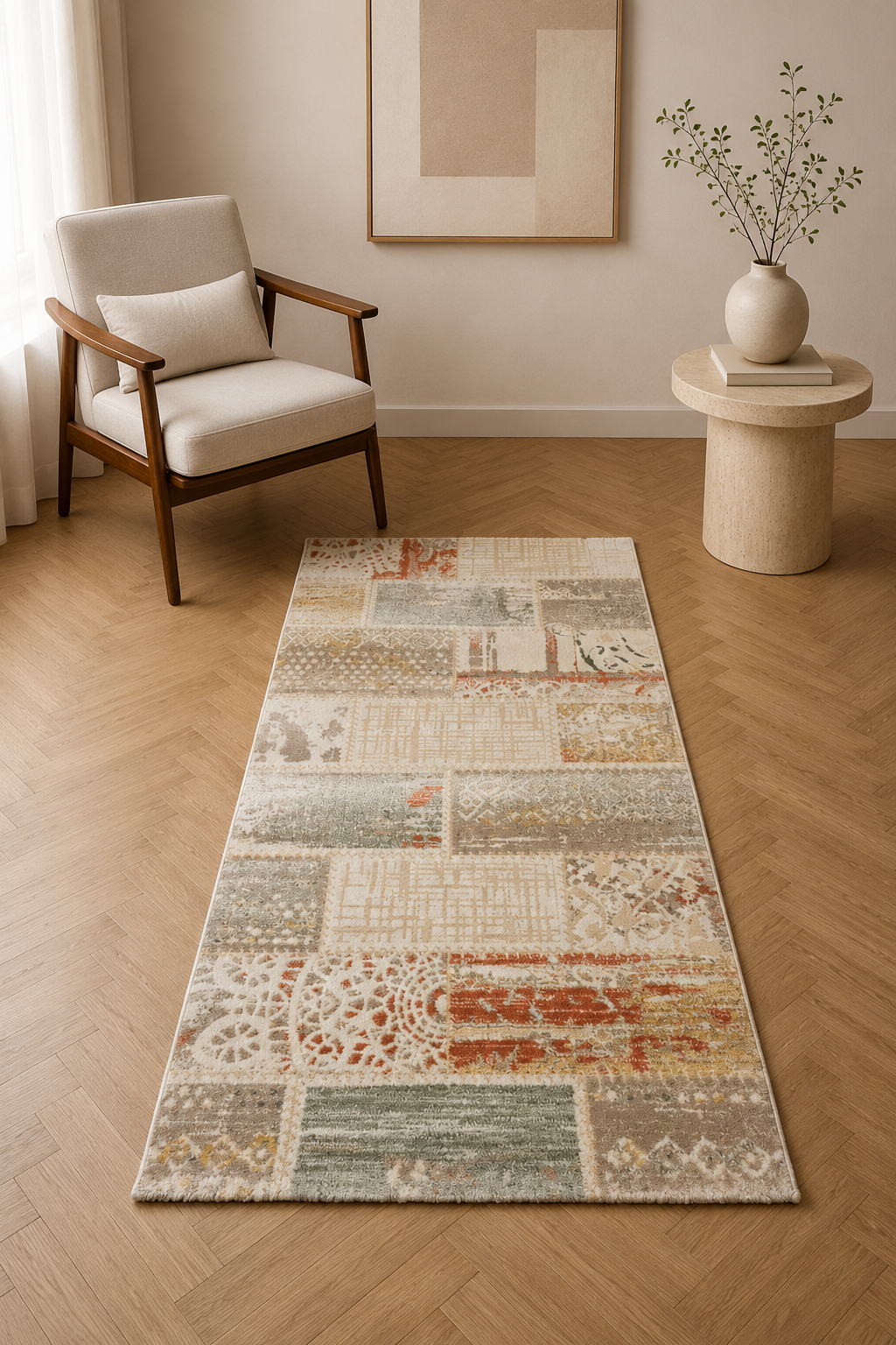 Shakespeare Ivory Patchwork Carpet – Off White Elegant Modern Area Rug