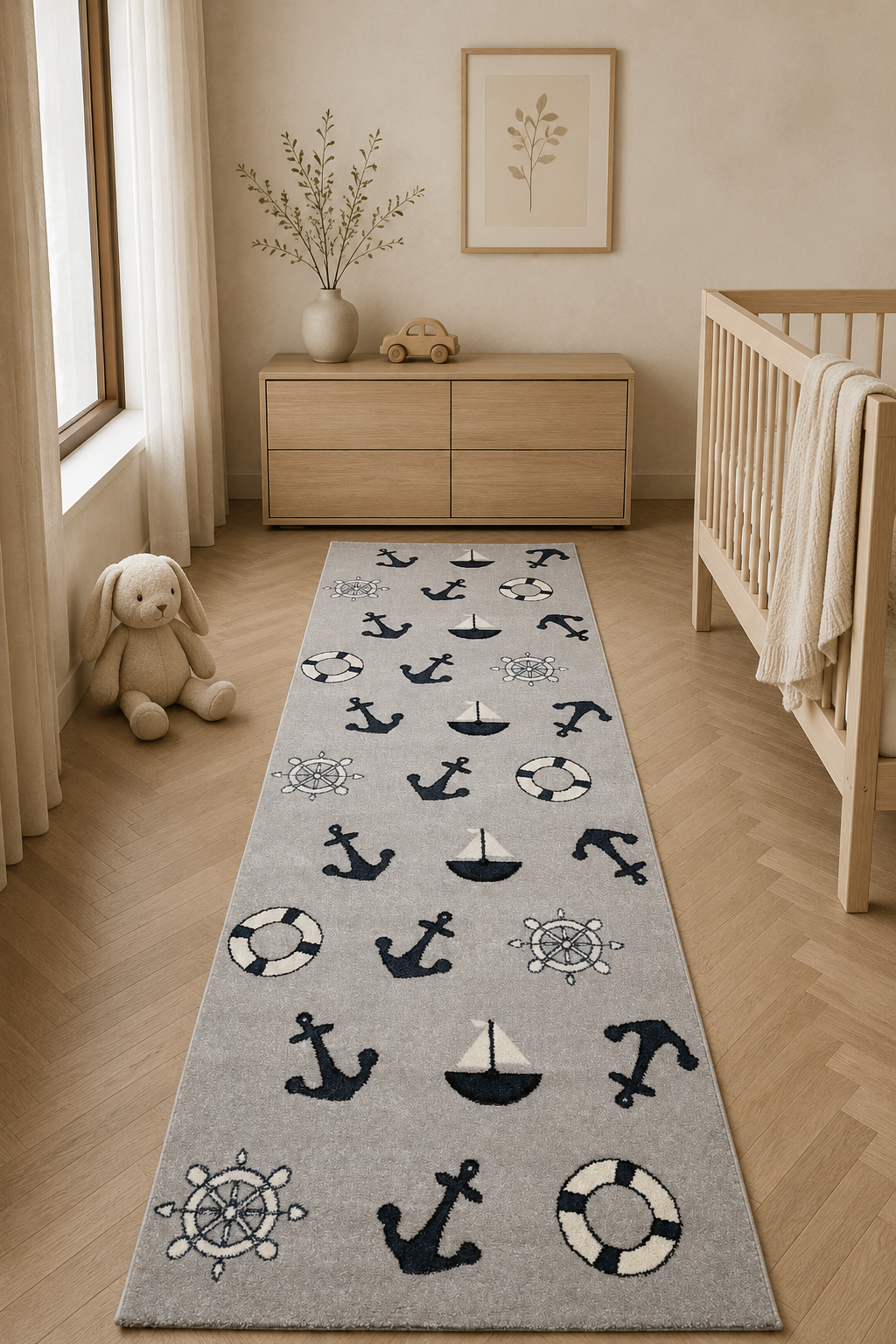 Kids Sailor Voyage Runner Carpet – Playful Nautical Design for Kids Rooms